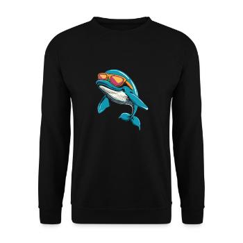 Cooler Wal mit Sonnenbrille im Sommerlook für - Unisex Pullover - Schwarz - Vorne - Alina (178cm) & Michal (187cm)