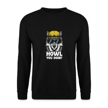 Cool Wolf Graphic With Sunglasses And Cap – Howl - Unisex Sweatshirt - black - Front - Alina (178cm) & Michal (187cm)