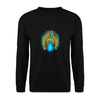 Majestic peacock with magnificent colors in - Unisex Sweatshirt - black - Front - Alina (178cm) & Michal (187cm)