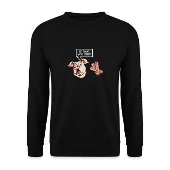 Ist Das Dein Bruder? Lustiges Schwein-Speck-Motiv - Unisex Pullover - Schwarz - Vorne - Alina (178cm) & Michal (187cm)