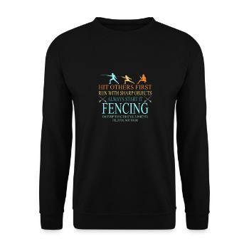 Hit Others First: Fencing Motivation für - Unisex Pullover - Schwarz - Vorne - Alina (178cm) & Michal (187cm)