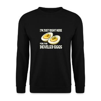 Je suis juste ici pour la déclaration sur les œufs du diable - Sweat-shirt Unisexe - noir - Devant - Alina (178cm) & Michal (187cm)