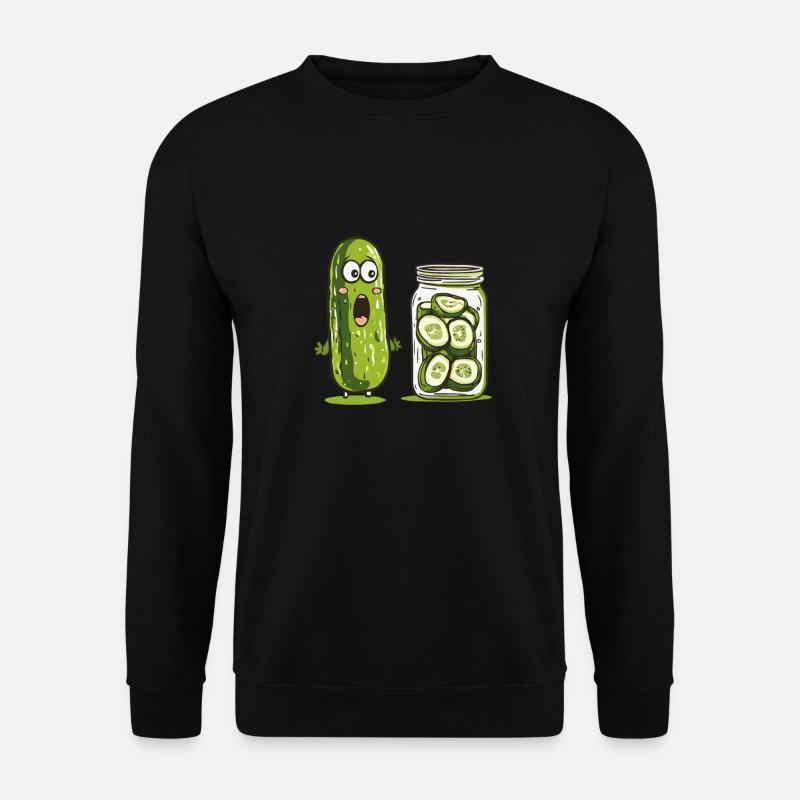 Lustige Gurke Staunt Über Eingelegte Verwandte - Unisex Pullover - Schwarz