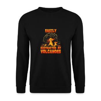 Easily distracted by volcanoes Natural phenomena - Unisex Sweatshirt - black - Front - Alina (178cm) & Michal (187cm)