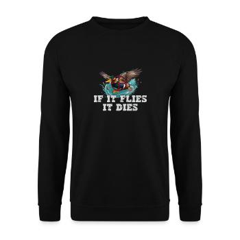 When it flies, it dies duck hunter stylish - Unisex Sweatshirt - black - Front - Alina (178cm) & Michal (187cm)