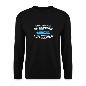 Ils m’appellent El Capitan Je fais Bateau Happen Botte - Sweat-shirt Unisexe - noir - Devant - Alina (178cm) & Michal (187cm)