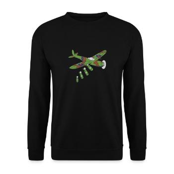 Retro Flugzeug Mit Bombenmotiv Aus Zweitem - Unisex Pullover - Schwarz - Vorne - Alina (178cm) & Michal (187cm)