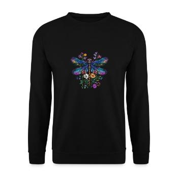 Libellule Et Fleurs Aquarelle Nature Motif - Sweat-shirt Unisexe - noir - Devant - Alina (178cm) & Michal (187cm)