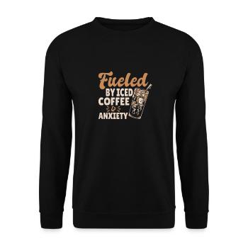 Powered by iced coffee and fear - Unisex Sweatshirt - black - Front - Alina (178cm) & Michal (187cm)