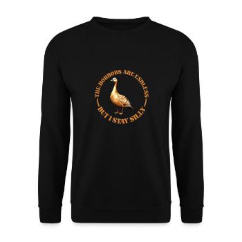 Die Schrecken Sind Endlos Aber Ich Bleibe Albern - Unisex Pullover - Schwarz - Vorne - Alina (178cm) & Michal (187cm)