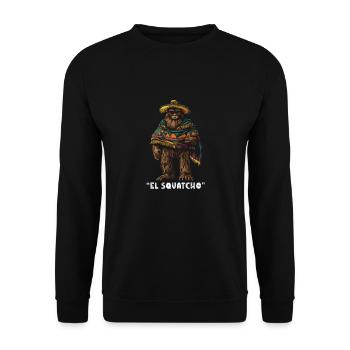 El Squatcho Mysterious Creature with Sombrero and - Unisex Sweatshirt - black - Front - Alina (178cm) & Michal (187cm)