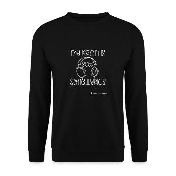 Mein Gehirn Ist 80% Songtexte Kopfhörer - Unisex Pullover - Schwarz - Vorne - Alina (178cm) & Michal (187cm)