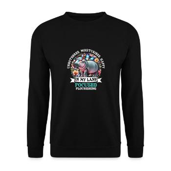 Hippopotame heureux hydraté et sans dérangement dans ma voie - Sweat-shirt Unisexe - noir - Devant - Alina (178cm) & Michal (187cm)