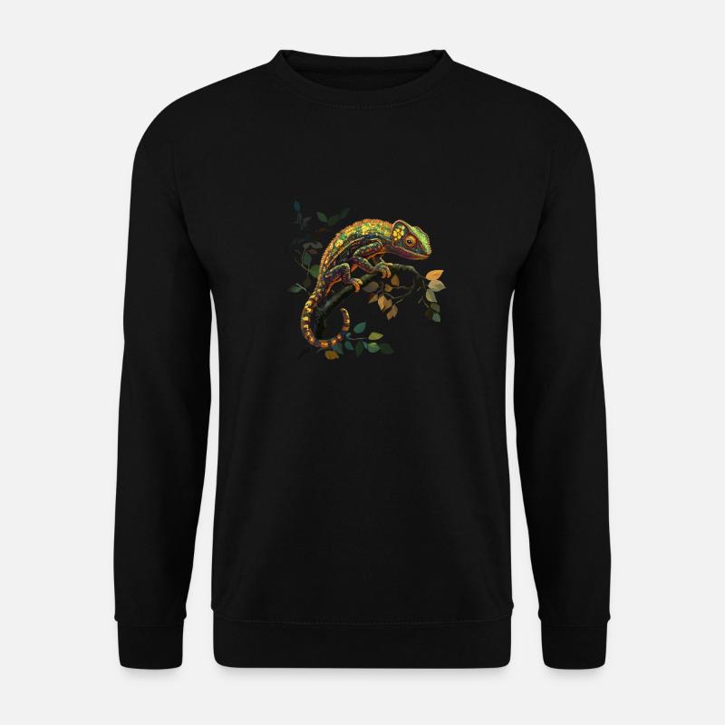 Farbprächtiges Chamäleon Auf Ast - Unisex Pullover - Schwarz