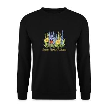 Unterstütze Bundesarbeiter Blumenmotiv - Unisex Pullover - Schwarz - Vorne - Alina (178cm) & Michal (187cm)
