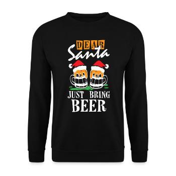 Dear Santa Just Bring Beer - Unisex Pullover - Schwarz - Vorne - Alina (178cm) & Michal (187cm)