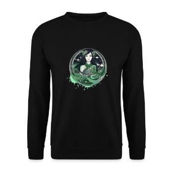manga,anime, woman, green eyes, gothic - Unisex Sweatshirt - black - Front - Alina (178cm) & Michal (187cm)
