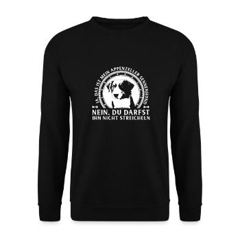 Appenzeller-Nicht Streicheln - Unisex Pullover - Schwarz - Vorne - Alina (178cm) & Michal (187cm)