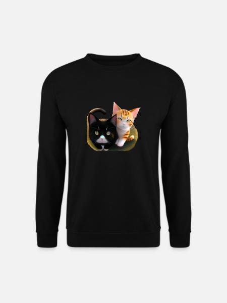 Zwei süße Katzen - Unisex Pullover - Schwarz
