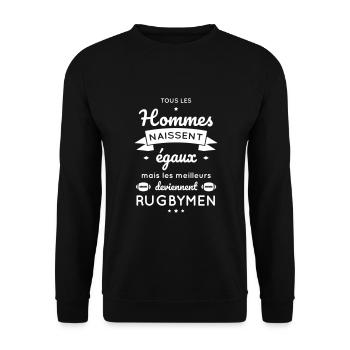 Rugby - Hommes égaux meilleurs deviennent rugbymen - Sweat-shirt Unisexe - noir - Devant - Alina (178cm) & Michal (187cm)