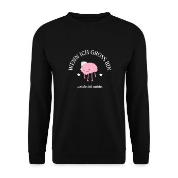 Wenn ich groß bin, werde ich müde, Lustiges Zitat - Unisex Pullover - Schwarz - Vorne - Alina (178cm) & Michal (187cm)