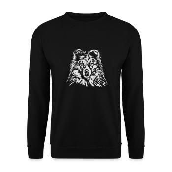 SHETLAND SHEEPDOG SHELTIE Wilsigns Hunde Hund - Unisex Pullover - Schwarz - Vorne - Alina (178cm) & Michal (187cm)