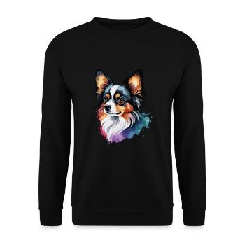 Papillon Dog Cute Cute Watercolor Colorful - Unisex Sweatshirt - black - Front - Alina (178cm) & Michal (187cm)