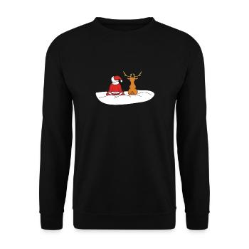 Lustiger Weihnachtsmann Santa Claus Weihnachten - Unisex Pullover - Schwarz - Vorne - Alina (178cm) & Michal (187cm)