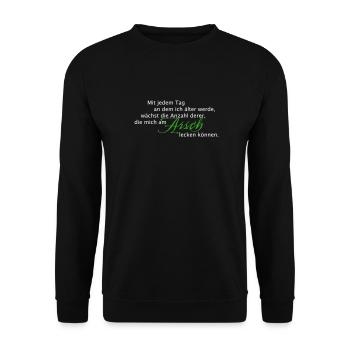 Mit jeden Tag - am Arsch lecken - Unisex Pullover - Schwarz - Vorne - Alina (178cm) & Michal (187cm)