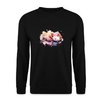 Axolotl Amphibian Watercolor Animal Art - Unisex Sweatshirt - black - Front - Alina (178cm) & Michal (187cm)