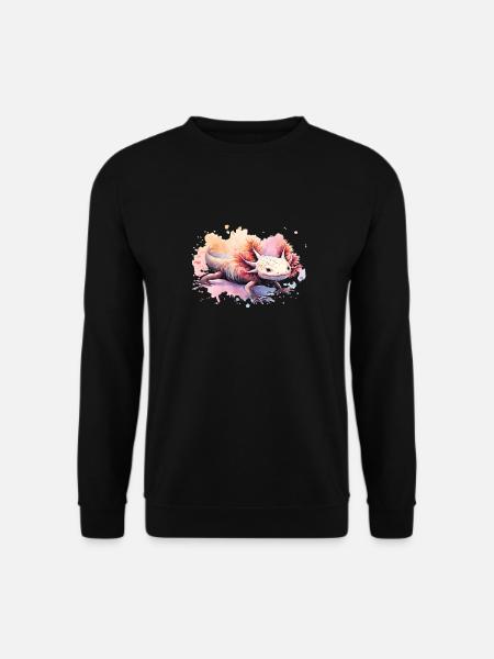 Axolotl Amphibien Aquarell Tier Kunst - Unisex Pullover - Schwarz