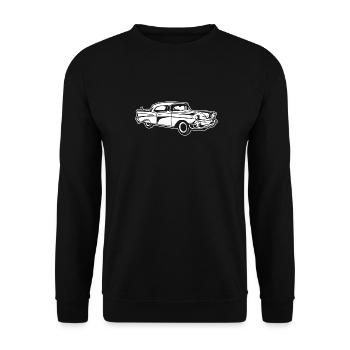 Chevy Bel Air / Oldtimer 01_weiß - Unisex Pullover - Schwarz - Vorne - Alina (178cm) & Michal (187cm)