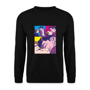 Kuss Schritt für Schritt - Unisex Pullover - Schwarz - Vorne - Alina (178cm) & Michal (187cm)