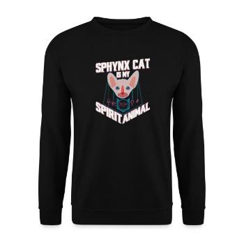 Sphynx Katze Kahl Haarlos Haustier Mieze Geschenk - Unisex Pullover - Schwarz - Vorne - Alina (178cm) & Michal (187cm)