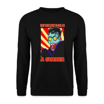 Vampire Horror Cartoon Humor A Sucker Funny Design - Unisex Sweatshirt - black - Front - Alina (178cm) & Michal (187cm)