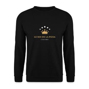 Le roi de la pizza, c'est moi - Sweat-shirt Unisexe - noir - Devant - Alina (178cm) & Michal (187cm)
