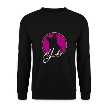 Yorkshire Terrier in colored circle with red heart - Unisex Sweatshirt - black - Front - Alina (178cm) & Michal (187cm)