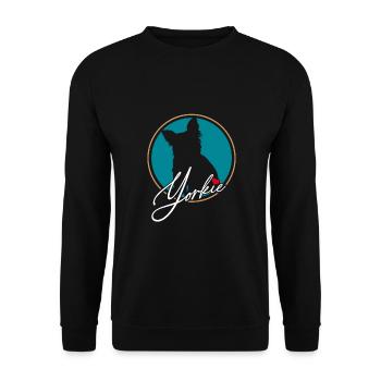 Yorkshire Terrier in colored circle with red heart - Unisex Sweatshirt - black - Front - Alina (178cm) & Michal (187cm)