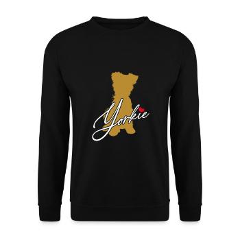 Yorkie Silhouette Yorkshire Terrier avec coeur - Sweat-shirt Unisexe - noir - Devant - Alina (178cm) & Michal (187cm)