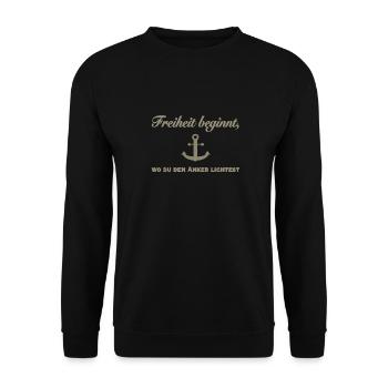 Anchor & Freedom - Maritime Slogan Motif - Sweat-shirt Unisexe - noir - Devant - Alina (178cm) & Michal (187cm)