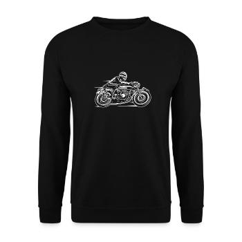 Cafe Racer Motorcycle 03_wei ß - Unisex Sweatshirt - black - Front - Alina (178cm) & Michal (187cm)