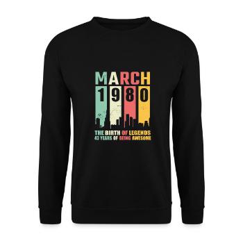 43e anniversaire Mars Né en 1980 Idée cadeau - Sweat-shirt Unisexe - noir - Devant - Alina (178cm) & Michal (187cm)