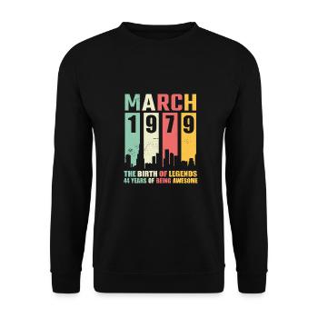 44th birthday March Born in 1979 Gift idea - Unisex Sweatshirt - black - Front - Alina (178cm) & Michal (187cm)