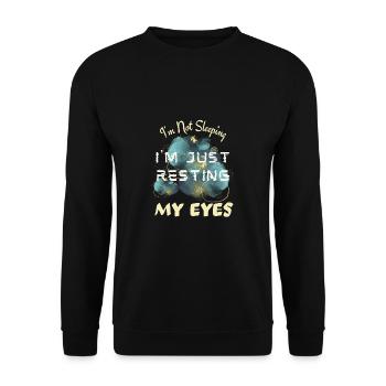 Ich schlafe nicht, ich ruhe nur meine Augen lustig aus - Unisex Pullover - Schwarz - Vorne - Alina (178cm) & Michal (187cm)