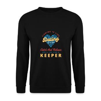 Fishing Is Like Dating Cute Blue Heart Fish Lovers - Unisex Sweatshirt - black - Front - Alina (178cm) & Michal (187cm)