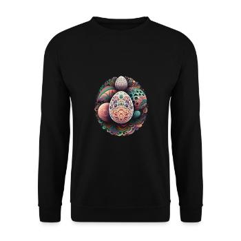 Eine abstrakte Interpretation von Ostereiern - Unisex Pullover - Schwarz - Vorne - Alina (178cm) & Michal (187cm)