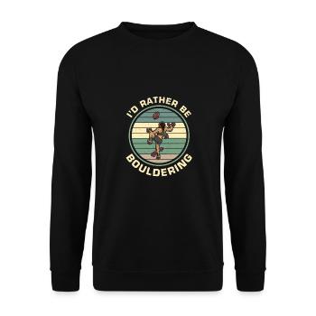 Bouldern Klettern Sportarten Turnhalle Wand - Unisex Pullover - Schwarz - Vorne - Alina (178cm) & Michal (187cm)