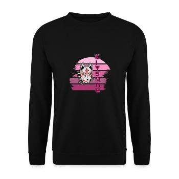 Japanische Tengu Hannya Kitsune Maske - Unisex Pullover - Schwarz - Vorne - Alina (178cm) & Michal (187cm)
