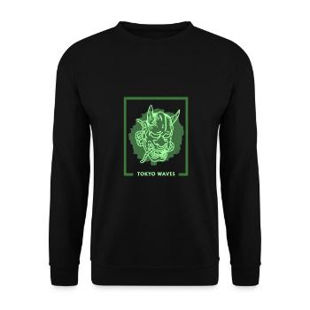 Japanische Tengu Hannya Kitsune Maske - Unisex Pullover - Schwarz - Vorne - Alina (178cm) & Michal (187cm)