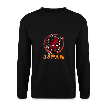 Japanische Tengu Hannya Kitsune Maske - Unisex Pullover - Schwarz - Vorne - Alina (178cm) & Michal (187cm)